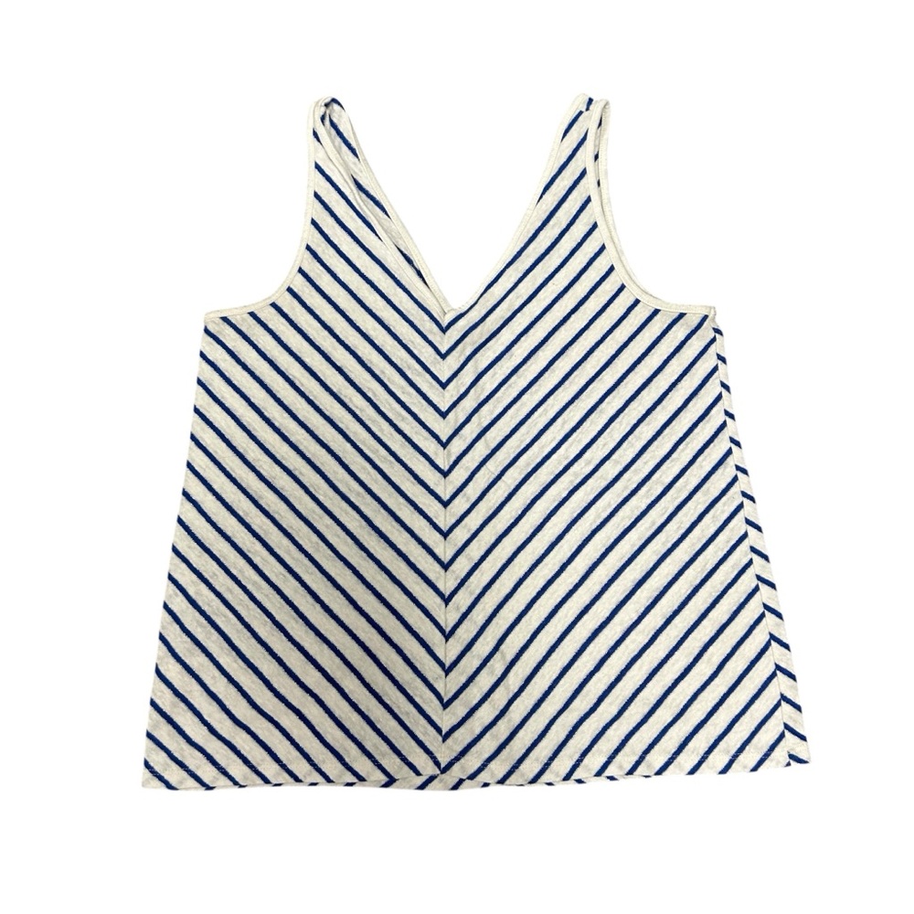 LOFT Blue and White Chevron Tank Top XS V-Neck V-Back Casual